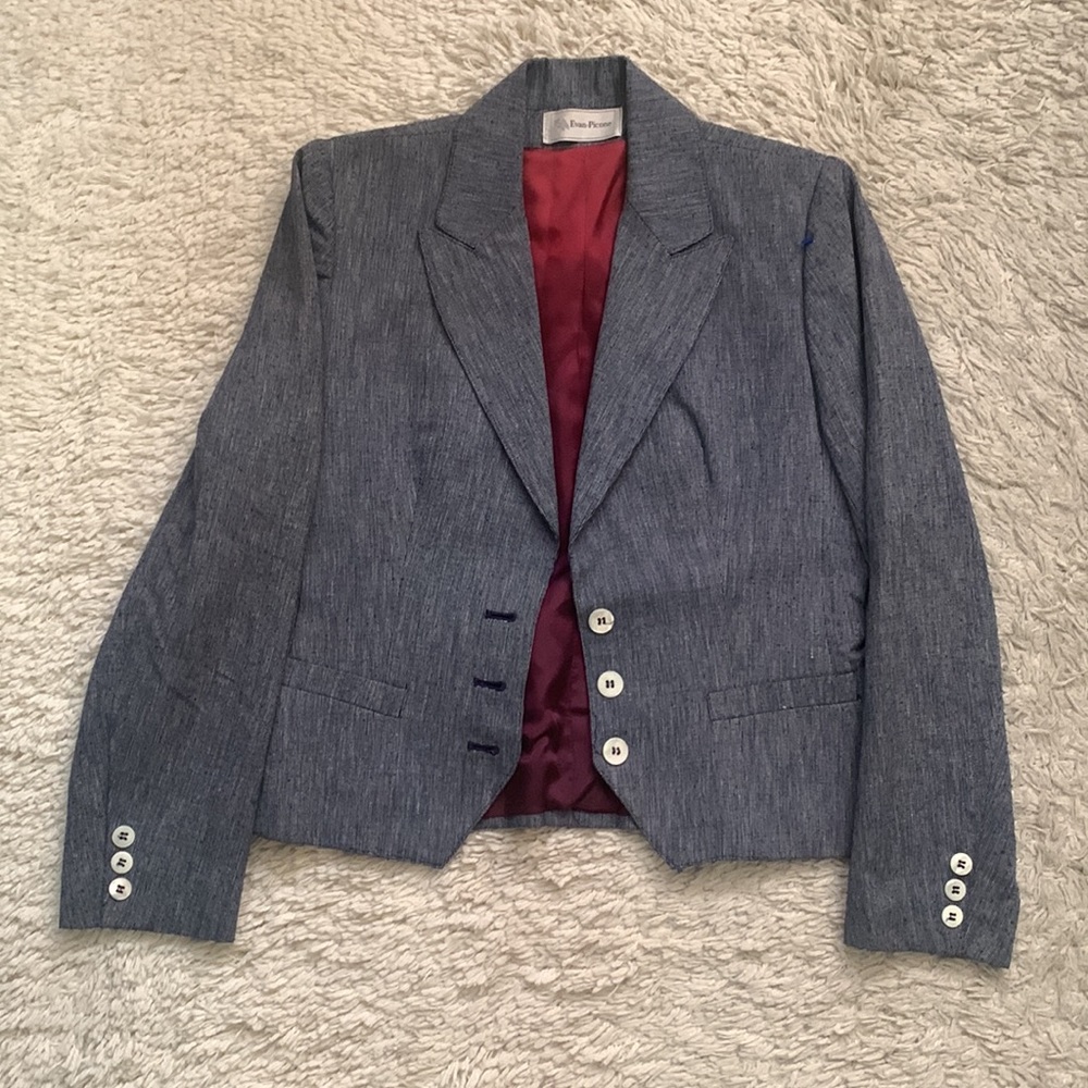 VINTAGE Denim Look Blue Blazer
